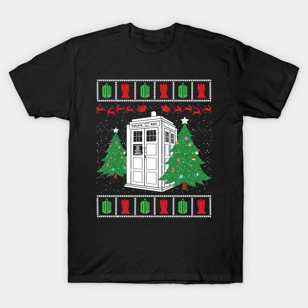 Doctor Who Ugly Christmas Sweater T-Shirt by DennisMcCarson